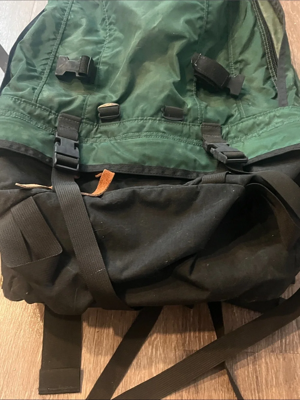 Vintage Gregory Green and Black Outdoor Backpack with Secure Buckles